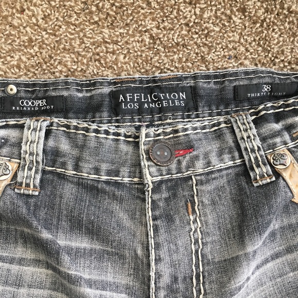 Affliction Cooper Rel. Boot Thirty Flight Jeans 38 - Picture 5 of 8